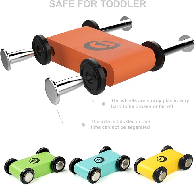 Toddler Toys for 1 2 Year Old Boy and Girl Gifts Wooden Race Track Car Ramp Racer with 4 Mini Car nirvanaguru