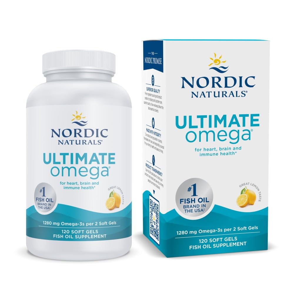 Nordic Naturals Ultimate Omega, Lemon Flavor - 90 Soft Gels - 1280 mg Omega-3 - High-Potency Omega-3 Fish Oil Supplement with EPA & DHA - Promotes Brain & Heart Health - Non-GMO - 45 Servings - Nirvana Guru