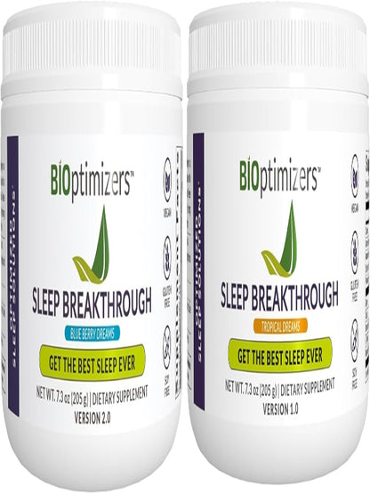 BIOptimizers Sleep Breakthrough Powder – Tropical Dreams & Blueberry Bundle – Natural Sleep Support Supplement – 405g Total Nirvana Guru