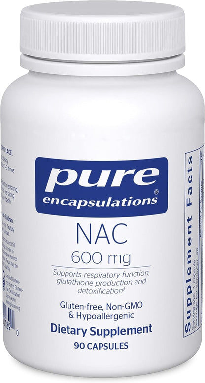 Pure Encapsulations NAC 600 mg - N-Acetyl Cysteine NAC Supplement for Lung Health & Immune Support, Liver Support & Antioxidants* - with Freeform N-Acetyl-L-Cysteine - 90 Capsules Nirvana Guru