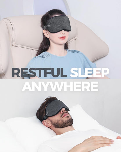 MZOO Sleep Eye Mask for Side Sleeper Men Women, Zero Eye Pressure 3D Sleeping Mask, Light Blocking Patented Design Night Blindfold, Soft Eye Shade Cover for Travel, Black