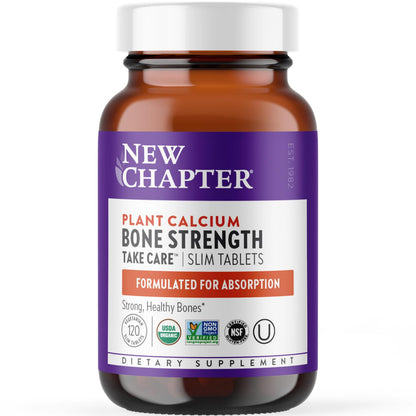 New Chapter Calcium Supplement - Bone Strength Organic Calcium with Magnesium, Vitamin D3+K2, 70+ Trace Minerals for Bone Health, Gluten Free, Easy to Swallow Slim Tablets - 120 Count Nirvana Guru