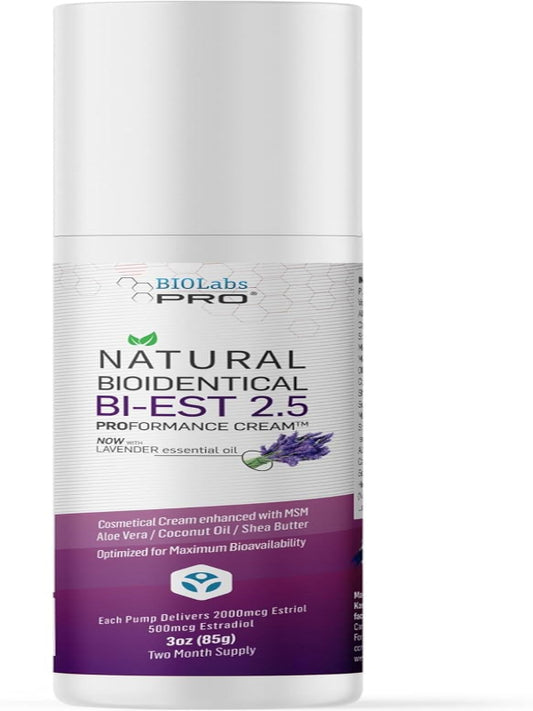 BioLabs PRO Natural Bioidentical 2.5 Estro Cream, Combo For Women Two-Month Supply (Lavender-3oz) Nirvana Guru