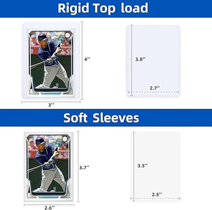 200 Card Sleeves Top Loaders for Cards, Arjiekwei 3"X4" Baseball Card Protectors Hard Plastic, Premium Toploaders Card Holder for Trading Sports Football Game Cards(100 Top Loaders + 100 Card Sleeves) nirvanaguru