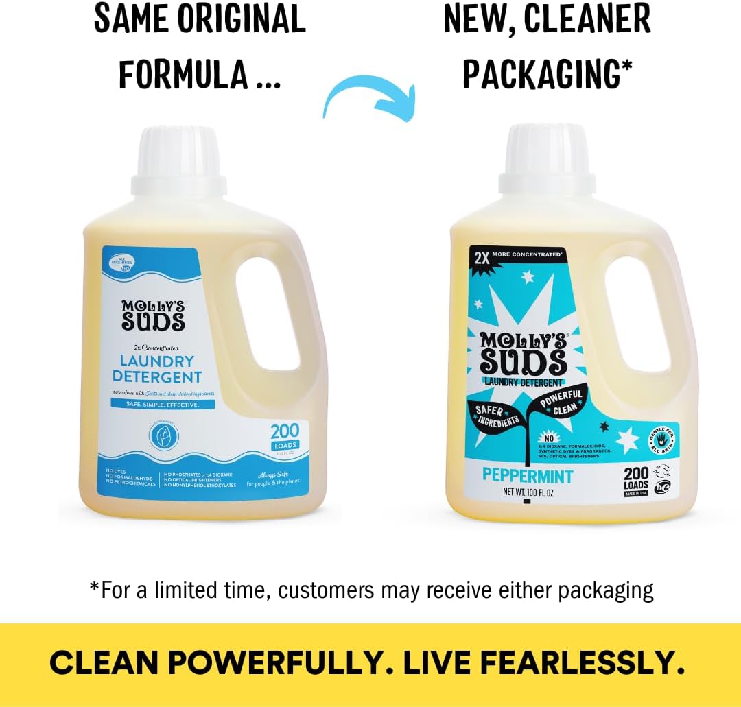 Molly's Suds Liquid Laundry Detergent | Clean Laundry Detergent Soap for Sensitive Skin | 2x Concentrated, High Efficiency (HE) | Unscented - 100 Loads Nirvana Guru