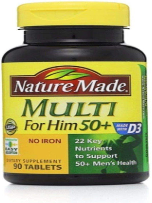 Nature Made Multivitamin For Him 50+, Mens Multivitamins for Daily Nutritional Support, Multivitamin for Men, 90 Tablets, 90 Day Supply - Nirvana Guru