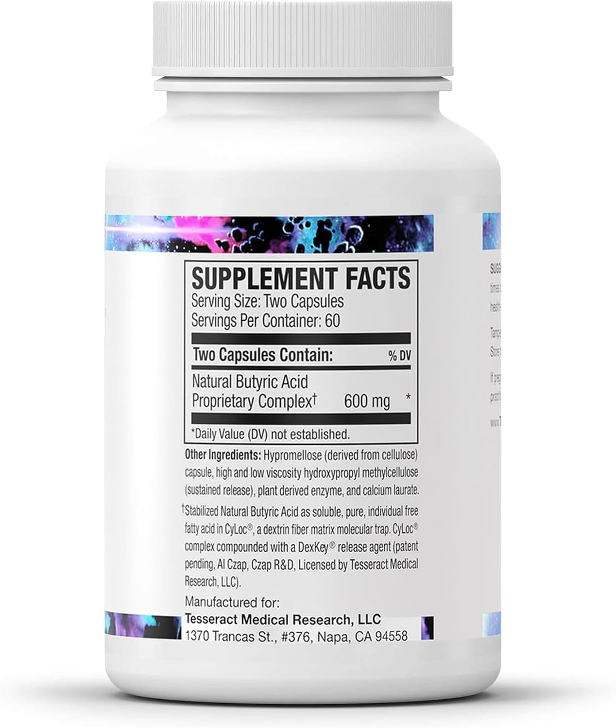 Tesseract Medical Research ProButyrate Gut Health Supplement, Butyric Acid Complex, Gastrointestinal Support Supplement, Helps Restore Balance to Stabilize Gut Microbiome, 600mg, 120 Capsules Nirvana Guru