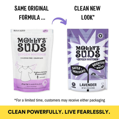Molly's Suds Oxygen Whitener | Powerful Bleach Alternative, Chlorine Free & Color Safe | Brightens Whites and Removes Stains (Lemon Essential Oil - 41.09 oz) Nirvana Guru