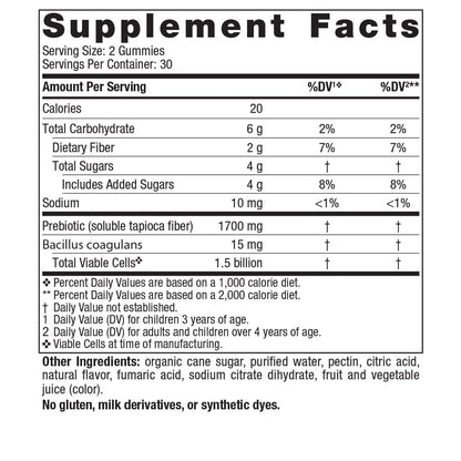 Nordic Naturals Kids Nordic Flora Probiotic Gummies, Merry Berry Punch - 60 Gummies - 1.5 Billion CFU & Prebiotic Fiber - Non-GMO, Vegan - 30 Servings - Nirvana Guru