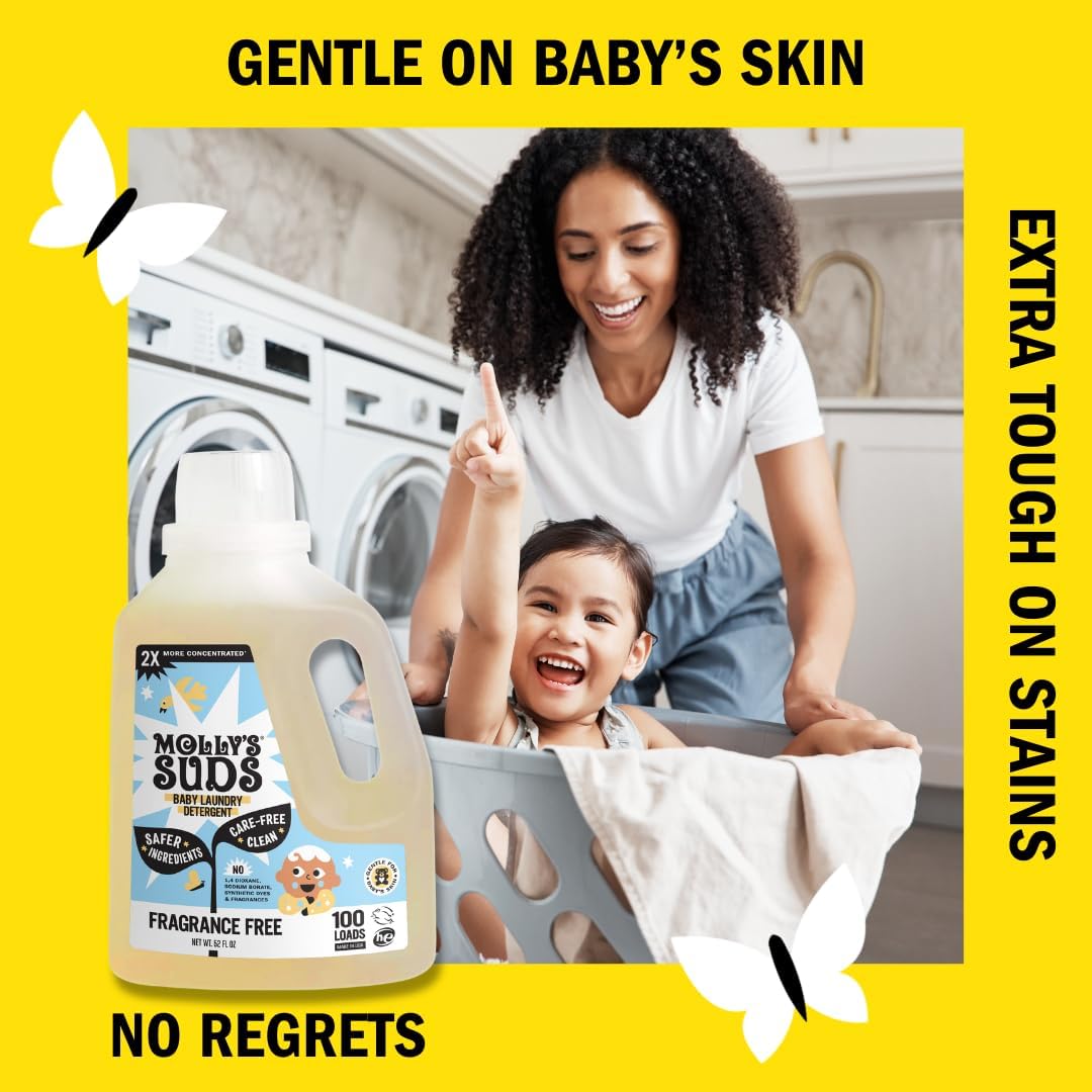 Molly's Suds Liquid Laundry Detergent | Clean Laundry Detergent Soap for Sensitive Skin | 2x Concentrated, High Efficiency (HE) | Unscented - 100 Loads Nirvana Guru