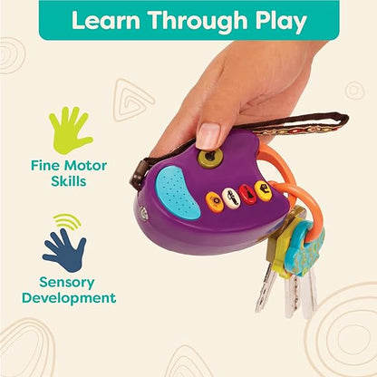 B. toys – Toy Car Keys – Key Fob with Lights & Sounds – Interactive Baby Toy – Pretend Keys for Babies, Toddlers – 10+ Months – FunKeys – Purple nirvanaguru