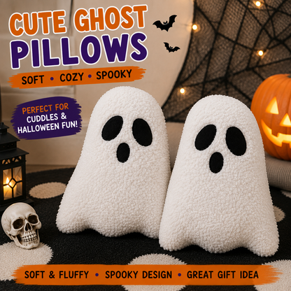 Ghost Pillow,Ghost Decor,Halloween Pillows Set of 2 White Cute Ghost Indoor Decorative Throw Pillow Ghost Plush Pillows for Halloween Decorative Home Sofa Bed Ghost Decor Cushion(11.8 Inch) Nirvana Guru