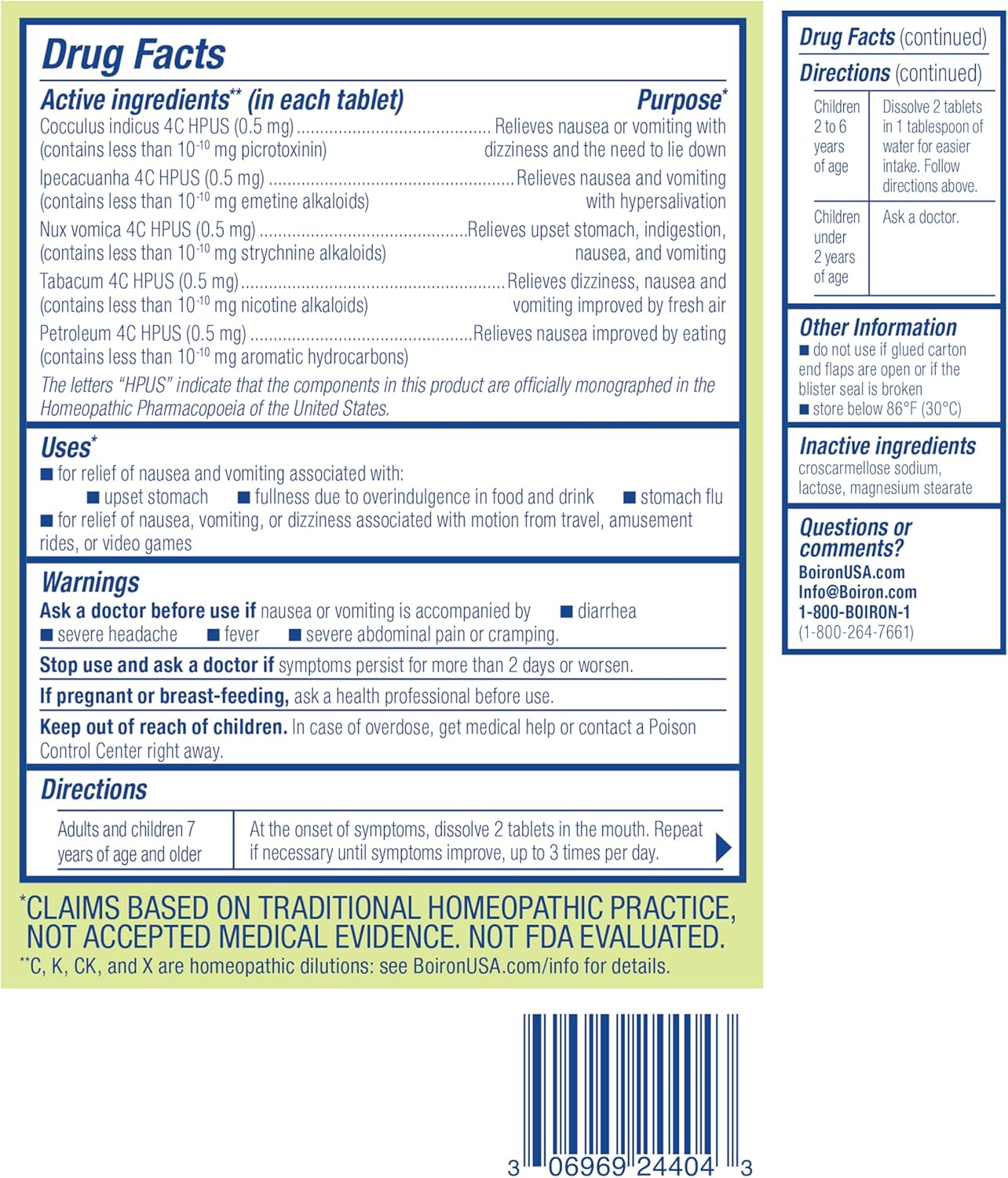 Boiron NauseaCalm Relief for Upset Stomach, Nausea, and Vomiting Due to Stomach Flu, Overindulgence, or Motion Sickness - Non-Drowsy - 60 Count - Nirvana Guru