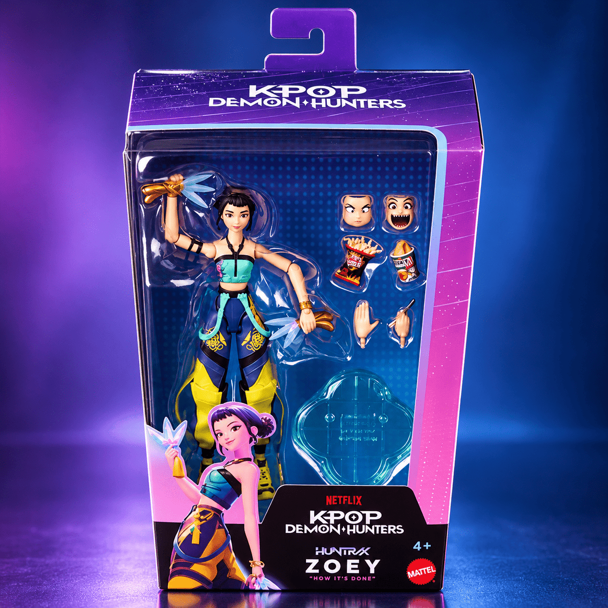 KPop Demon Hunters HUNTR/X Zoey 5.6-inch Action Figure with Accessories & Swappable Faces