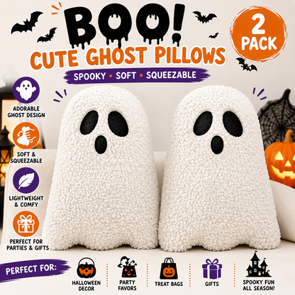 Ghost Pillow,Ghost Decor,Halloween Pillows Set of 2 White Cute Ghost Indoor Decorative Throw Pillow Ghost Plush Pillows for Halloween Decorative Home Sofa Bed Ghost Decor Cushion(11.8 Inch) Nirvana Guru