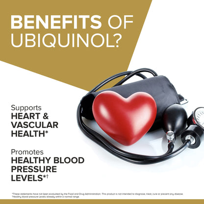 Qunol Ubiquinol CoQ10 200mg Softgels, Powerful Antioxidant for Heart and Vascular Health, Essential for Energy Production, Natural Supplement Active Form of CoQ10, 60ct Softgels Nirvana Guru