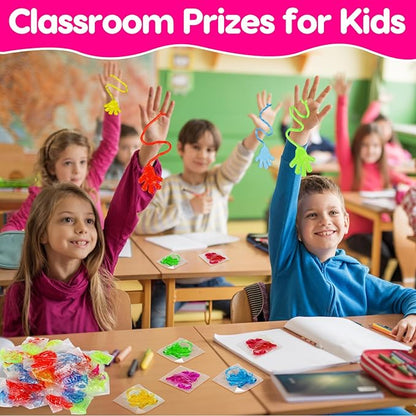 100PCS Glitter Sticky Hands Party Favors for Kids 4-8 8-12 Birthday Supplies Halloween Goodie Bag Stuffers Classroom Treasure Box Carnival Prizes Bulk Treat Trinkets Pinata Stuff Mini Stretchy Toys nirvanaguru
