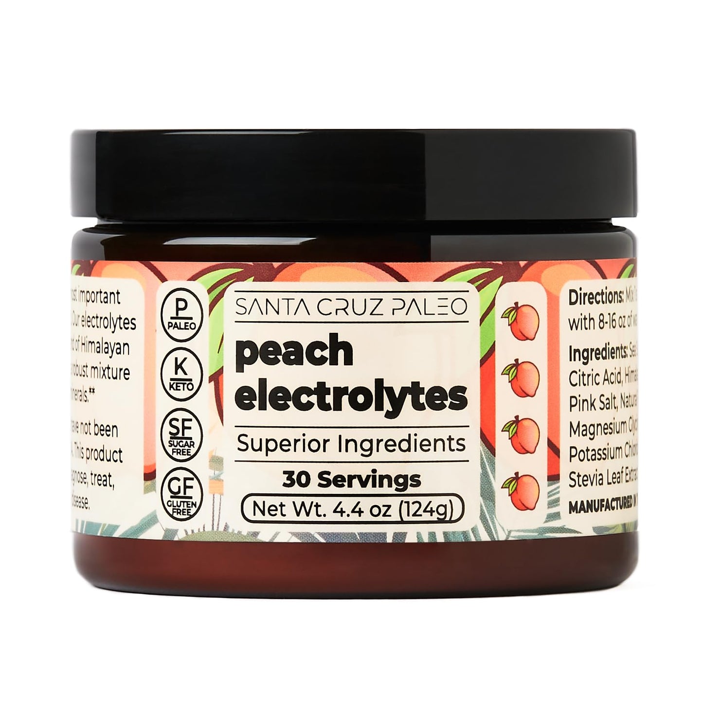 Santa Cruz Paleo Electrolyte Powder, Lemonade Flavor, Sugar Free Hydration Drink Mix with Himalayan Pink Salt, Sea Salt, Magnesium Glycinate, Potassium Chloride, Sweetened with Stevia, 30 Servings