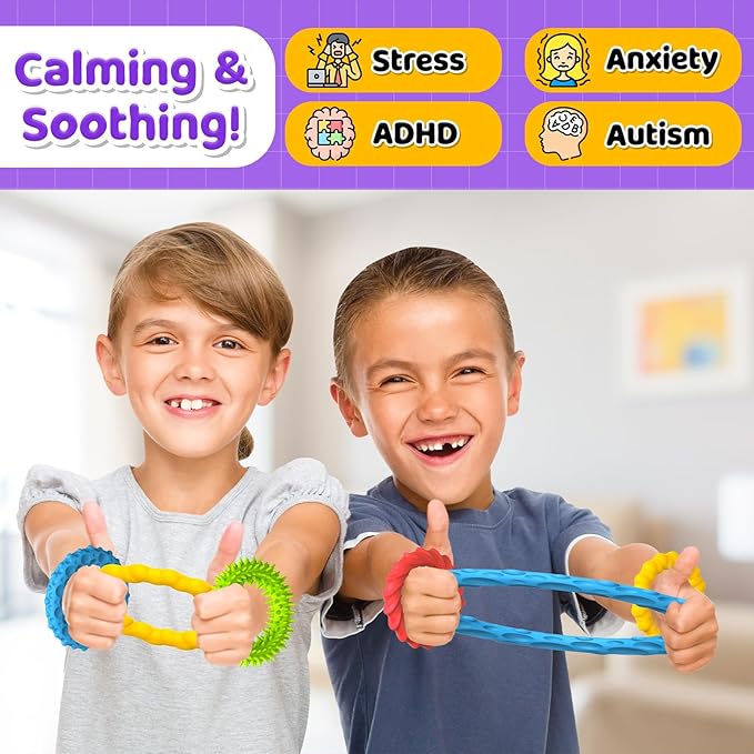 Sensory Fidget Toys for Kids Adults - 4 Pack Stretchy Fidget Bracelet | Texture & Calming Autism Sensory Toys for Special Needs Autistic Children | Calm Down Toy for Toddler Girls Boys nirvanaguru