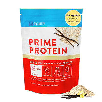 Equip Foods Prime Protein Powder | Clean, Grass Fed Beef Protein Isolate | Carnivore Protein Powder | Paleo, Keto Friendly | Gluten, Dairy Free | Helps Build & Repair Tissue | 30 Servings, Chocolate