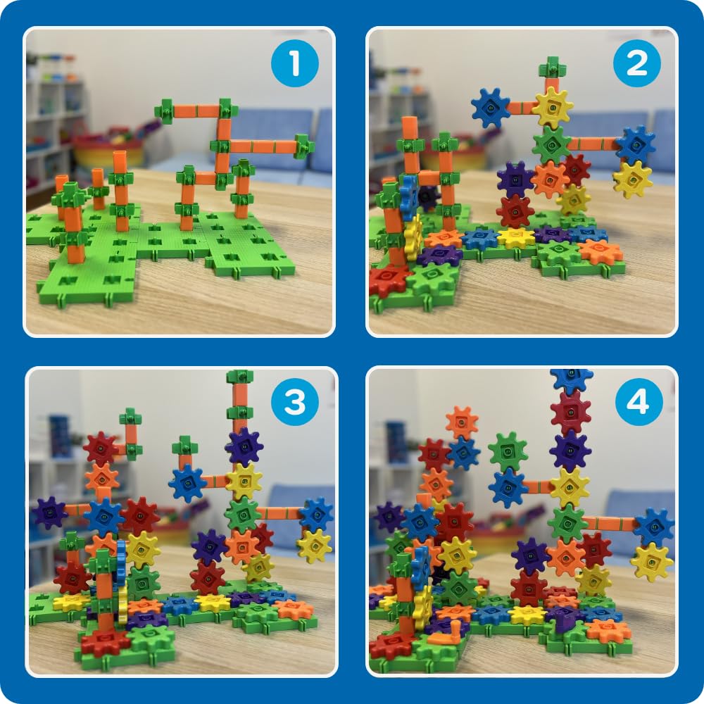 Learning Resources Gears! Gears! Gears! Super Building Toy Set, STEM Toys, Construction Toys, Gears for Kids, 150 Pieces, Ages 3+, Blue