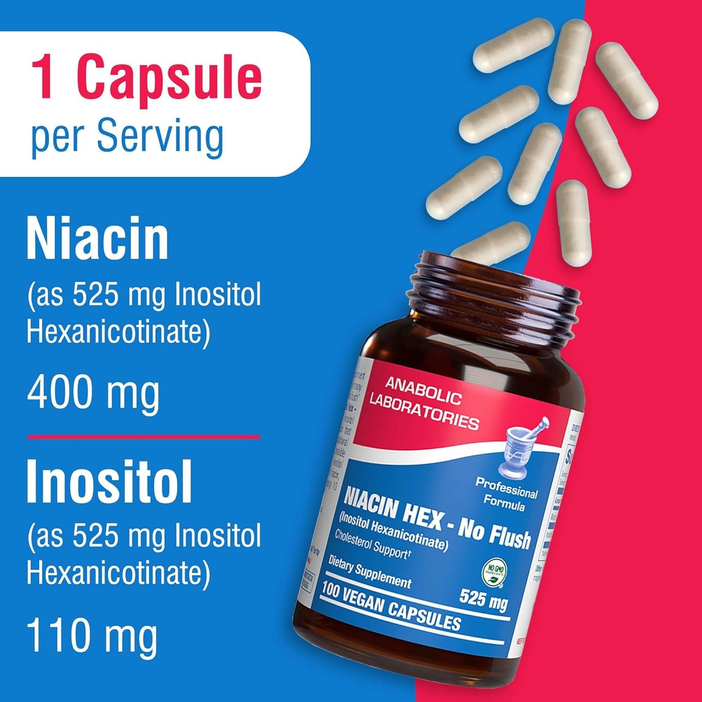 High Absorption Vitamin B3 Niacin Flush Free - Clinical Formula Flush Free Niacin Supplement from Inositol Hexanicotinate for Heart Skin & Nerve Support - Vegan Non-GMO Made in The USA - 100 Servings Nirvana Guru