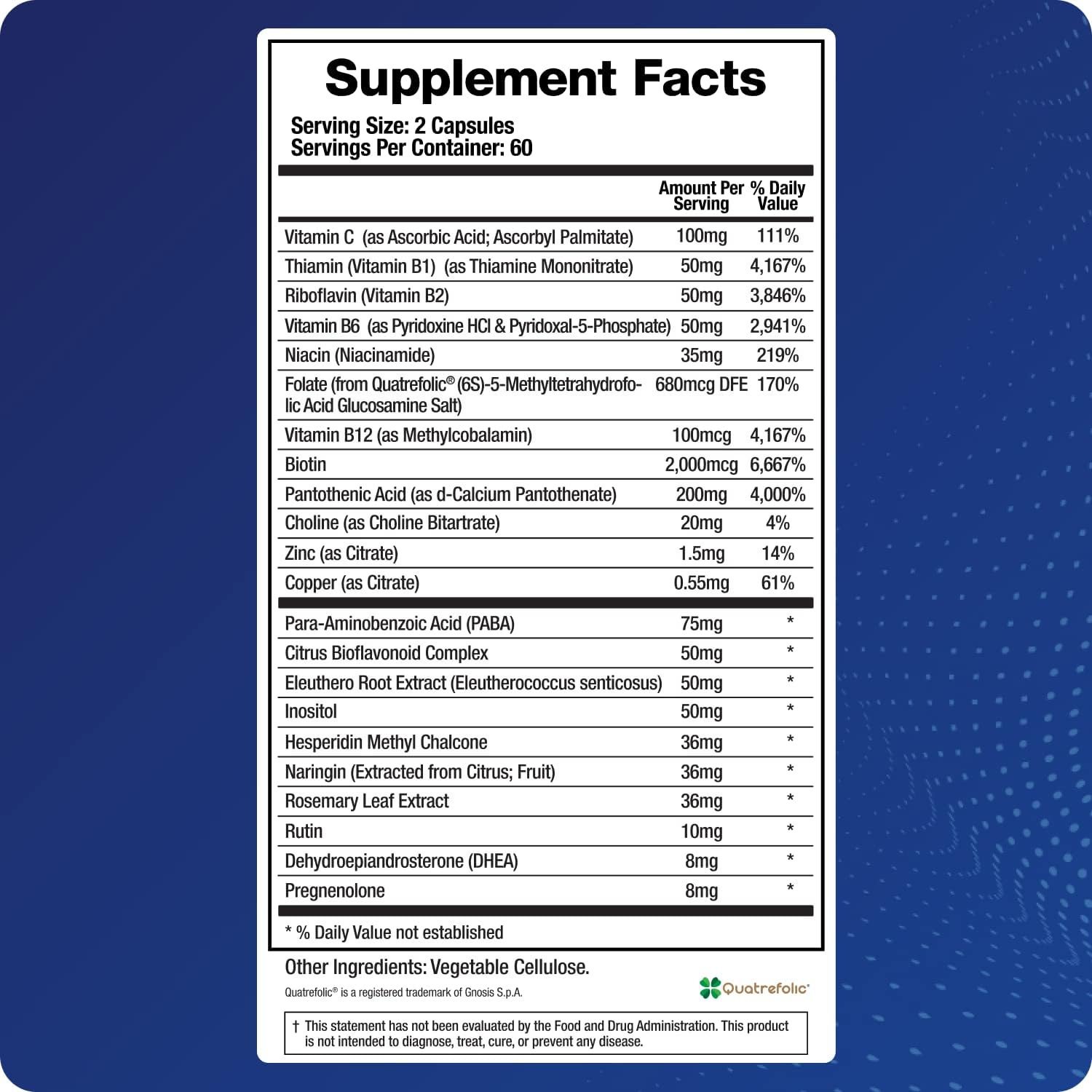 Adrenal Fatigue Supplement, Cortisol Manager, 5-MTHF, B Vitamins, Vitamin C, Adaptogens, Bioflavonoids, DHEA, Inositol, 30-60 Day Supply | 120 Veggie Caps Nirvana Guru