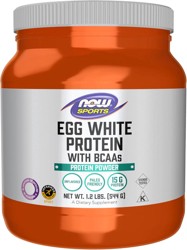 NOW Foods Sports Nutrition, Egg White Protein, 16 g With BCAAs, Unflavored Powder, 1.2-Pound - Nirvana Guru