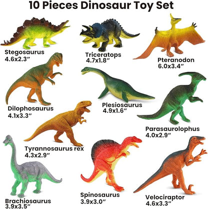 Dinosaur Toys for Kids 3-5, 10 PCS Realistic Plastic Dinosaur Figure Toy Set Including T-Rex, Stegosaurus, Spinosaurus, Ideal Gift for Toddlers Boys Girls, Dino Boy Toy nirvanaguru