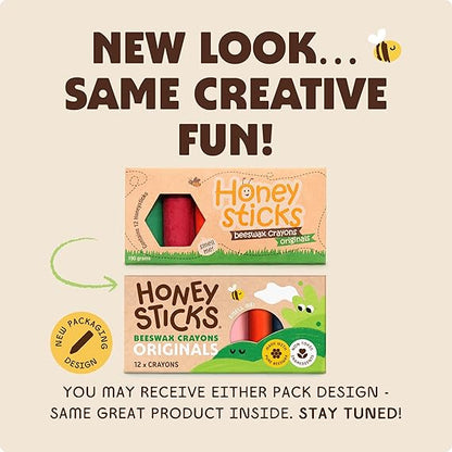 Honeysticks 100% Pure Beeswax Crayons (12 Pack) - Non Toxic Crayons, Safe for Babies and Toddlers, for 1 Year Plus, Handmade in New Zealand with Natural Beeswax, Food-Grade Colors, Eco-Friendly nirvanaguru