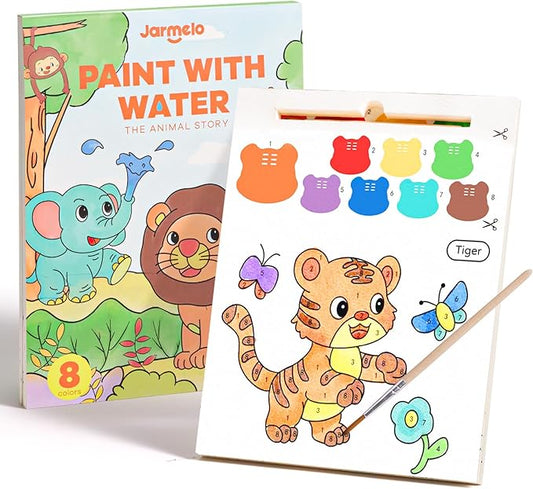 Jar Melo Paint with Water Books for Toddlers, Mess Free Watercolor Painting Activity for Kids Ages 1-3, 2-4, 4-6, Art Craft Coloring Gift with Brush, Airplane Travel Activities for Toddlers, Animals nirvanaguru