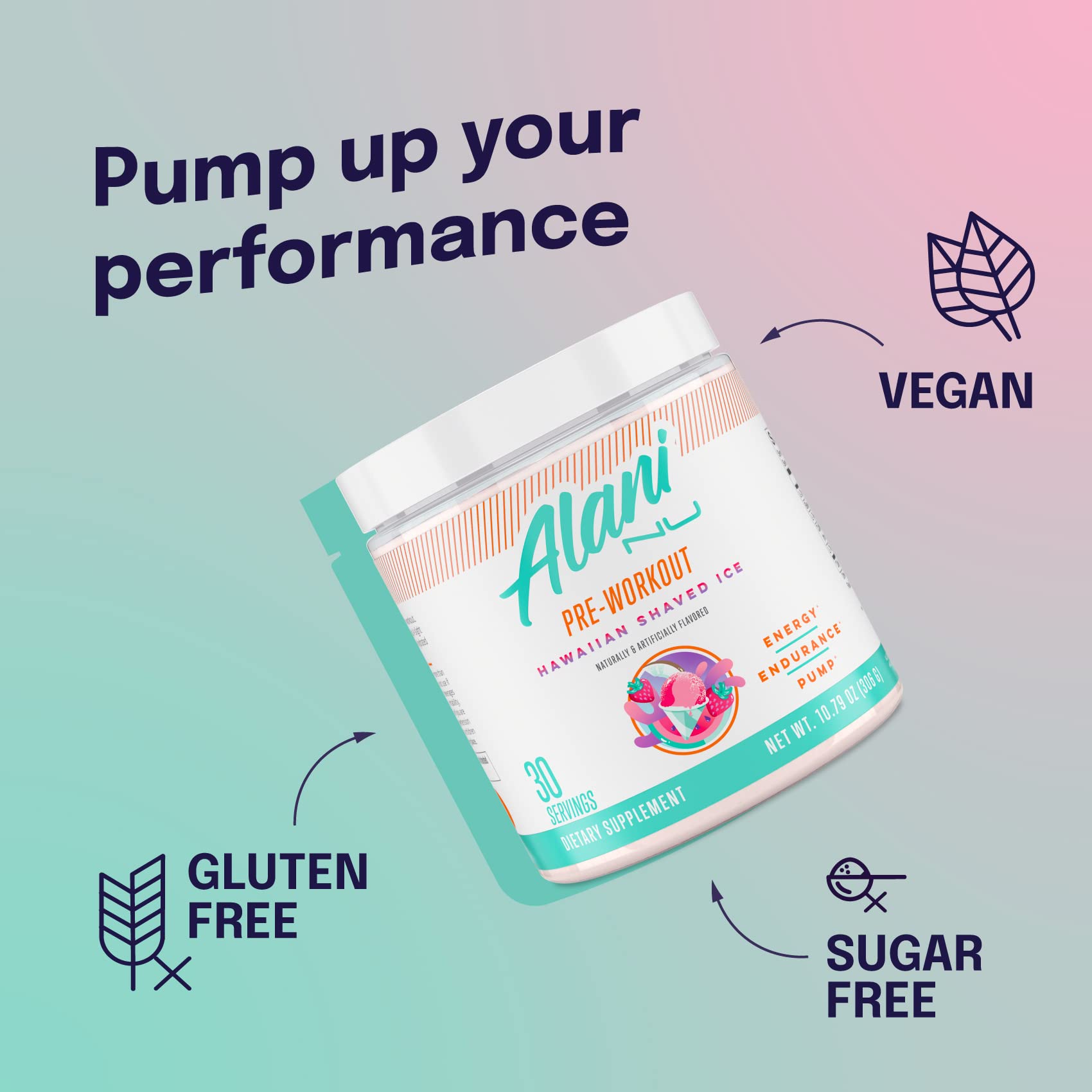 Alani Nu Pre Workout Powder Hawaiian Shaved ICE, Amino Energy Boost, Endurance Supplement, Sugar Free, 200mg Caffeine, L-Theanine, Beta-Alanine, L-Citrulline, 30 Servings Nirvana Guru