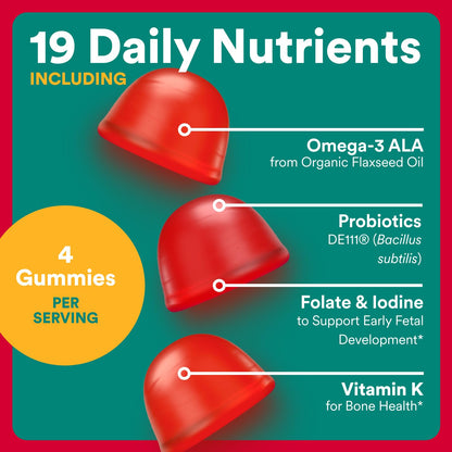 SmartyPants Prenatal Vitamins for Women, Sugar Free Multivitamin Gummies: Methylfolate, Omega 3 (ALA) Vitamin D3, C, Vitamin B12, B6, A, K & Zinc, Inositol, Erythritol Free, 60 Count (20 Day Supply) Nirvana Guru