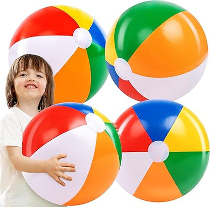 JOYIN 4-Pack 20" Beach Balls - Large Rainbow Beach Ball Inflatable Pool Toys for Party Supplies Decorations, Adults Kids Birthday Luau Summer Beach Water Games Beachball Party Favors nirvanaguru