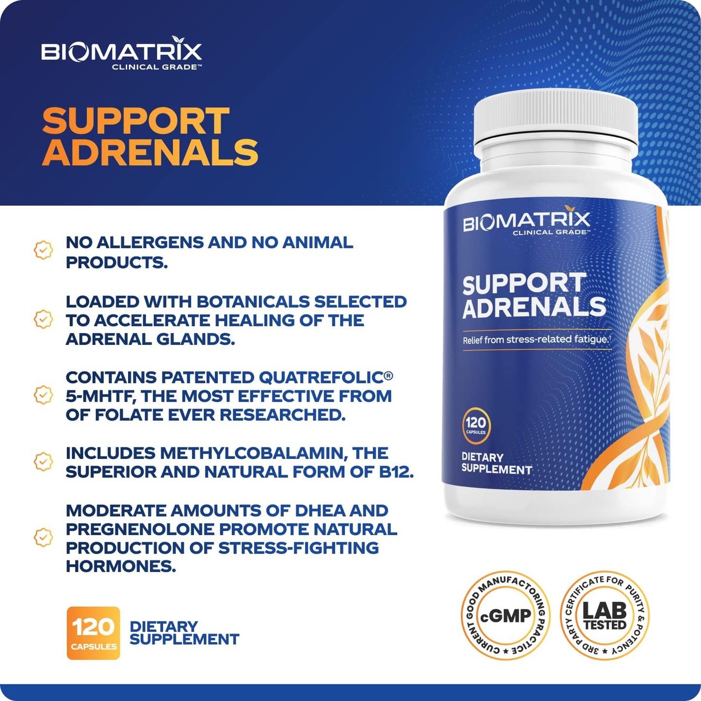 Adrenal Fatigue Supplement, Cortisol Manager, 5-MTHF, B Vitamins, Vitamin C, Adaptogens, Bioflavonoids, DHEA, Inositol, 30-60 Day Supply | 120 Veggie Caps Nirvana Guru