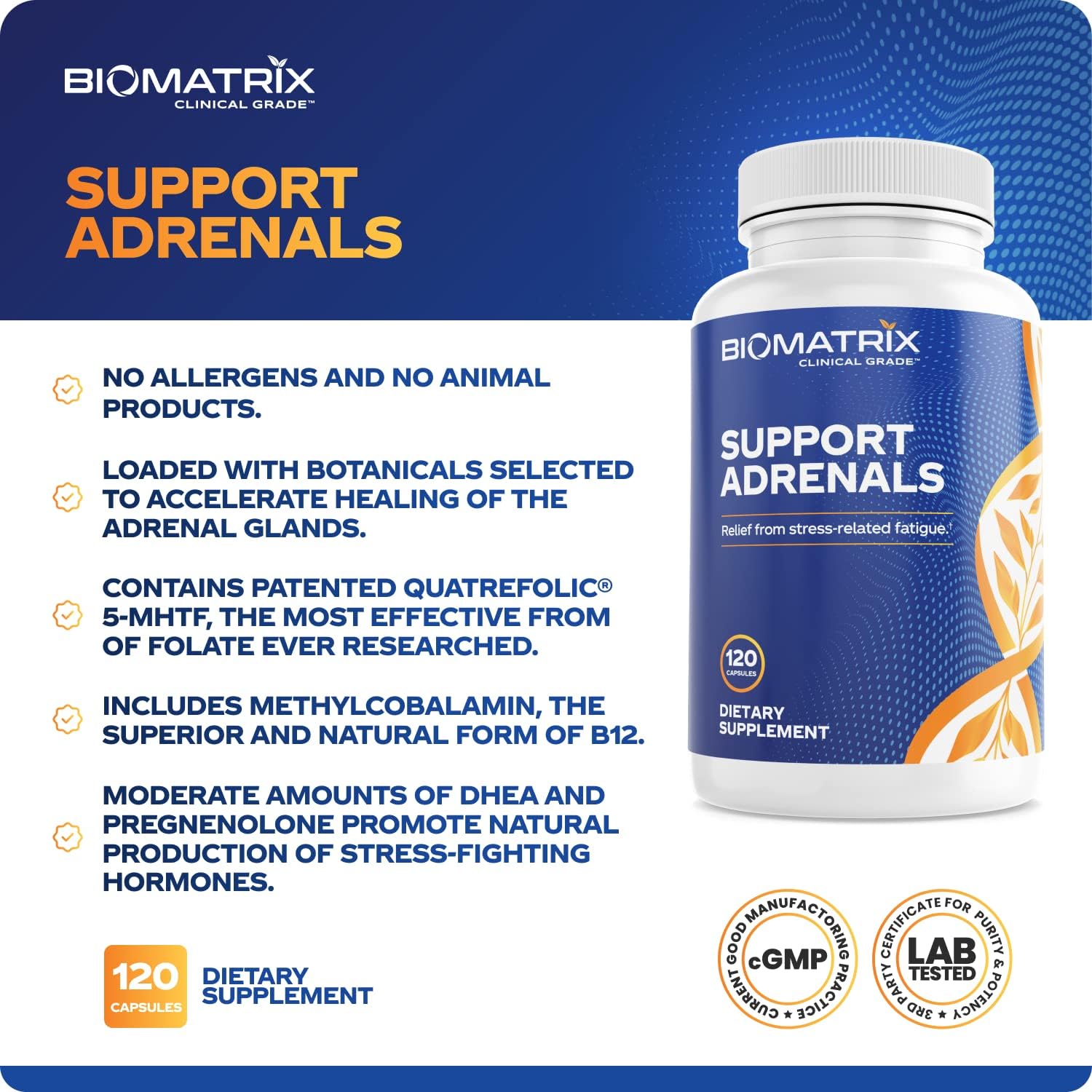 Adrenal Fatigue Supplement, Cortisol Manager, 5-MTHF, B Vitamins, Vitamin C, Adaptogens, Bioflavonoids, DHEA, Inositol, 30-60 Day Supply | 120 Veggie Caps Nirvana Guru