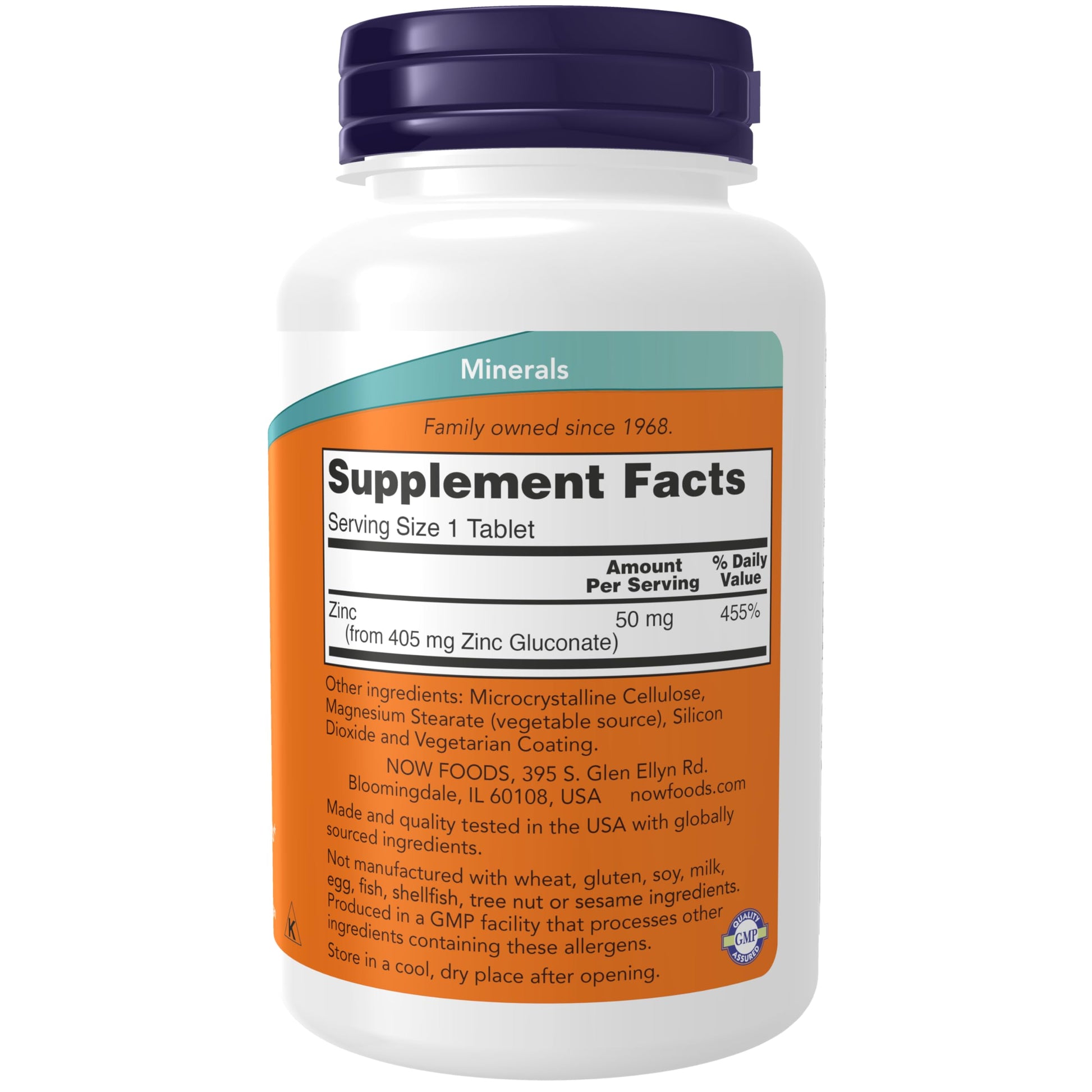 NOW Foods Supplements, Zinc (Zinc Gluconate) 50 mg, Supports Enzyme Functions*, Immune Support*, 100 Tablets - Nirvana Guru