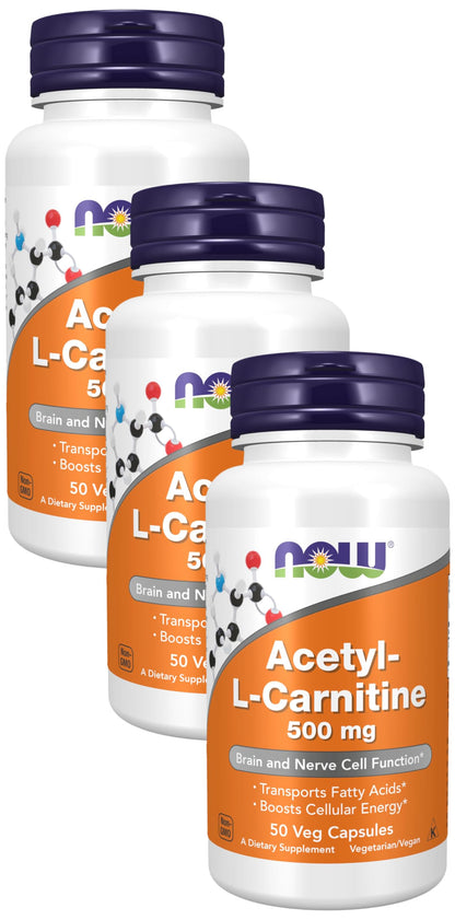 NOW Foods Supplements, Acetyl-L Carnitine 500 mg, Amino Acid, Brain And Nerve Cell Function*, 200 Veg Capsules - Nirvana Guru