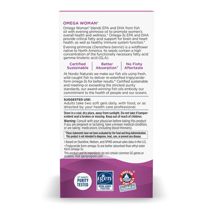 Nordic Naturals Omega Woman, Lemon - 120 Soft Gels - 500 mg Omega-3 + 800 mg Evening Primrose Oil - Healthy Skin & Optimal Wellness - Non-GMO - 60 Servings - Nirvana Guru
