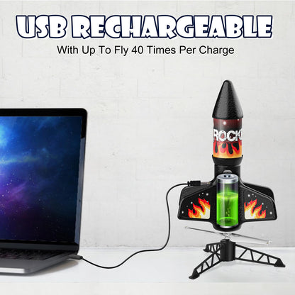 Rocket Launcher for Kids, Self Launching Motorized Air Rocket Toy, Outdoor Toys for Ages 8-12, Model Rockets with Parachute Safely Land, Spaceship Launch up to 200 ft Birthday Gifts for Boys Nirvana Guru