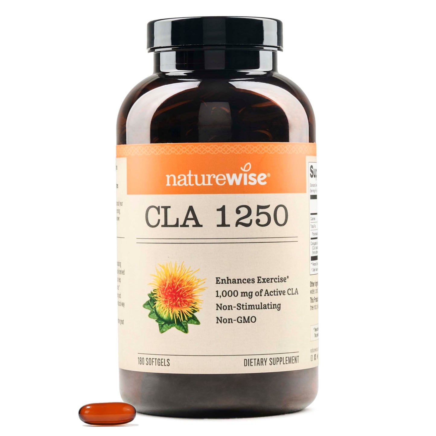 NatureWise CLA 1300 - 95% Active Conjugated Linoleic Acid for Women and Men, Not Stimulating, Supports Weight & Fitness Goals - Non-GMO, Gluten Free - 180 Softgels[2-Month Supply] - Nirvana Guru