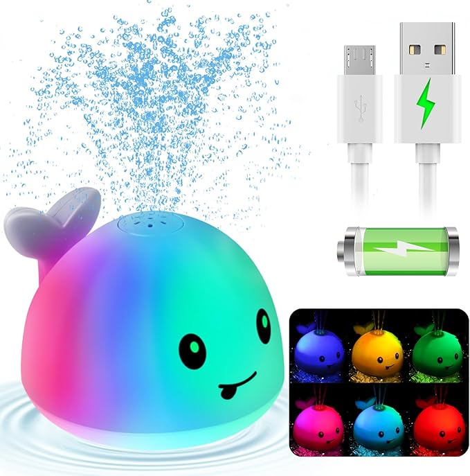 Gigilli Upgraded Baby Bath Toys, Rechargeable Light Up Bath Toys for Kids 1-3, Baby 6-12 12-18 Months Whale Bath Toy Sprinkler, Fountain Bathtub Toys Toddler Newborn Birthday Gifts nirvanaguru