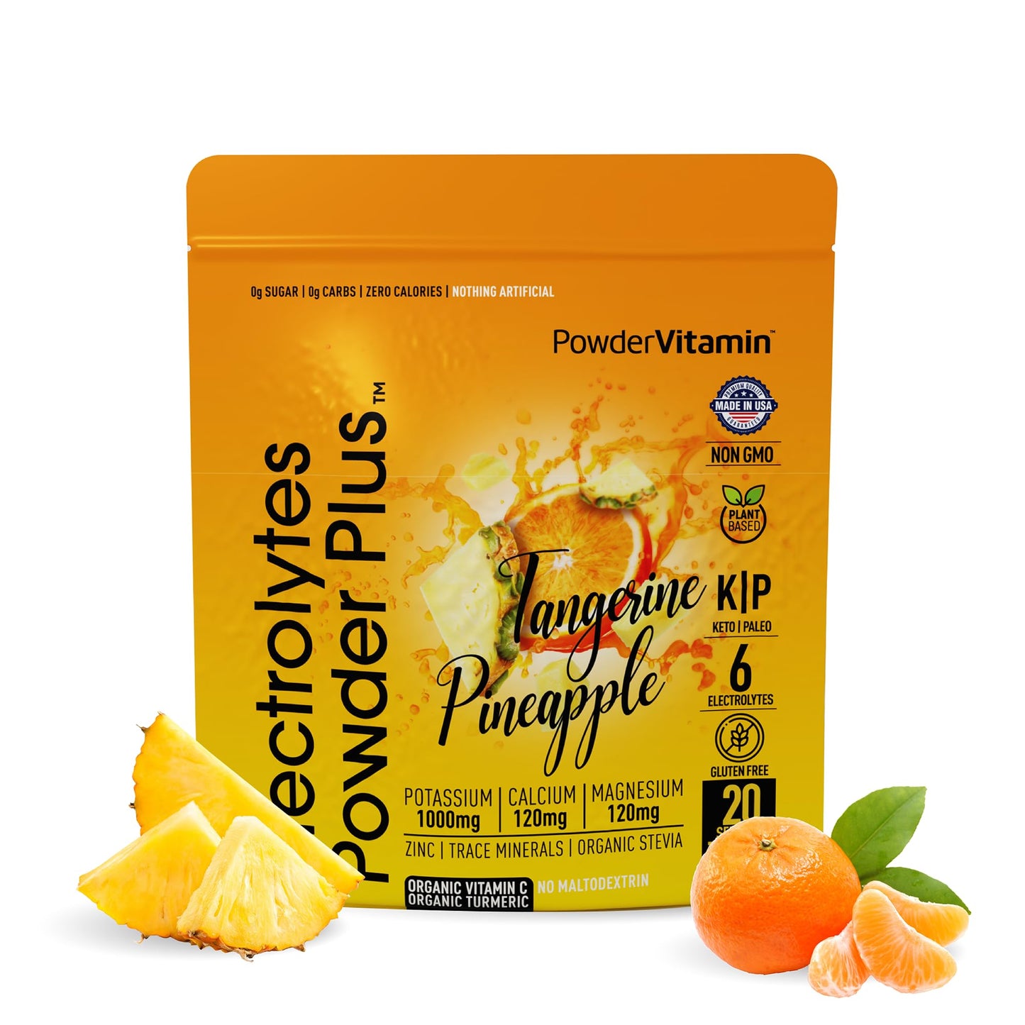 PowerVitamin Lemonade Electrolytes Powder No Sugar for Daily Energy - Keto Electrolytes - Hydration Powder with 1000mg Potassium, 120mg Calcium, Magnesium, Organic Vitamin C, 100 Servings