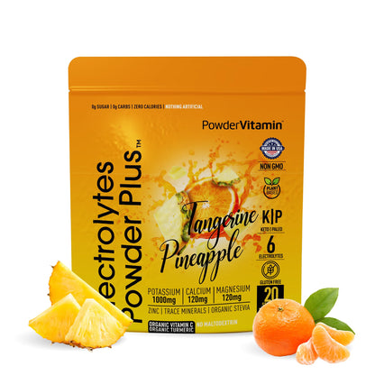 PowerVitamin Lemonade Electrolytes Powder No Sugar for Daily Energy - Keto Electrolytes - Hydration Powder with 1000mg Potassium, 120mg Calcium, Magnesium, Organic Vitamin C, 100 Servings