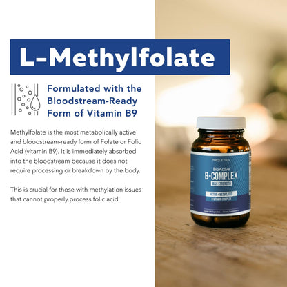 BioActive Vitamin B Complex - Blood Stream Ready, Methylated B Complex - Featuring Methylfolate, 3 BioActive Forms of B12, BenfoPure® B1 & Pantesin® B5 - 12 B Vitamins in Clinical Doses - 60 Servings Nirvana Guru