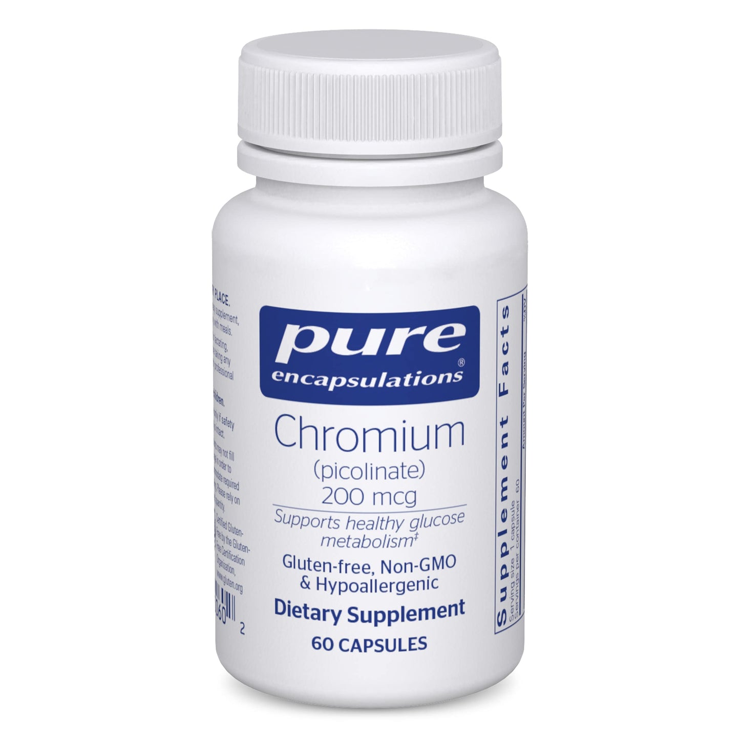 Pure Encapsulations Chromium (Picolinate) 200 mcg | Hypoallergenic Supplement for Healthy Lipid and Carbohydrate Metabolism Support* | 60 Capsules - Nirvana Guru