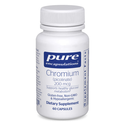 Pure Encapsulations Chromium (Picolinate) 200 mcg | Hypoallergenic Supplement for Healthy Lipid and Carbohydrate Metabolism Support* | 60 Capsules - Nirvana Guru