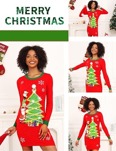 v28 Varied Ugly Christmas Sweater for Women Funny Reindeer Knit Sweaters Dress nirvanaguru