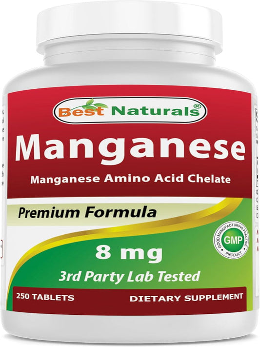 Best Naturals Manganese (Manganese Amino Acid Chelate) 8 mg- 250 Tablets Nirvana Guru