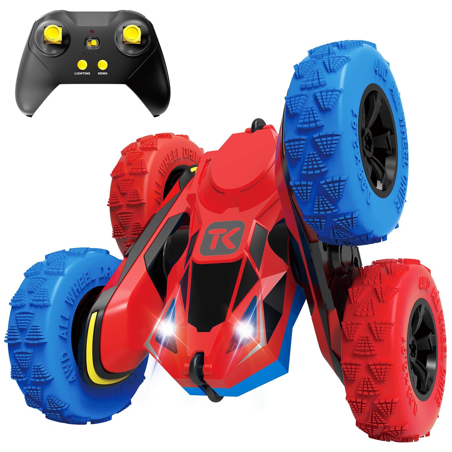 Threeking RC Stunt Cars Remote Control Car Double-Sided Driving 360-degree Flips Rotating Car Toy, Green Nirvana Guru